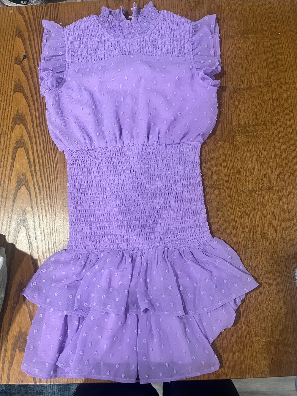 Aqua Lilac Smocked Ruffle Casual Dress for Kids - size XL (14/16)